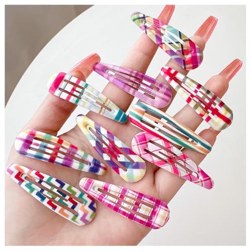 Yurosiay 10 Stück/set Bunte Snap Haarspangen Mini-Haarspangen Schöne Metall Snap Haar Spange Mini Haarclips Haarschmuck Rutschfeste Hair Clip für Kinder, Mädchen und Frauen,50mm Teardrop von Yurosiay