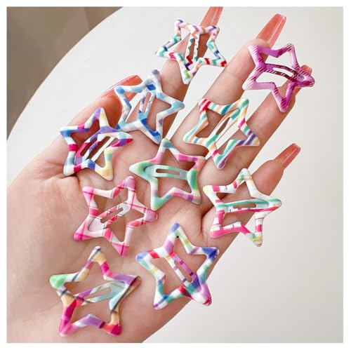 Yurosiay 10 Stück/set Bunte Stern Haarspangen Mini-Haarspangen Schöne Farbig Pentagramm-Haarschmuck Rutschfeste Regenbogen Hair Clip Sterne-Haarspangen für Kinder, Mädchen und Frauen,33mm Pentagramm von Yurosiay