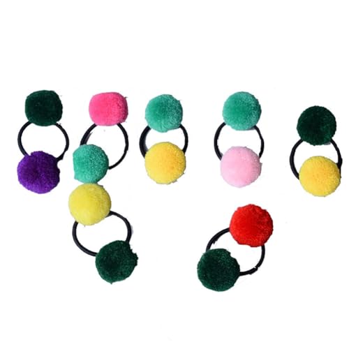 Yurosiay 10 Stück Bunt Pompons Haargummis Elastisches Haargummis Mit Bommel Zweifarbig Plüschball Haargummis Stoff Pferdeschwanz Halter Flauschige Niedliche Haarschmuck Pomponsfür Mädchen Damen von Yurosiay