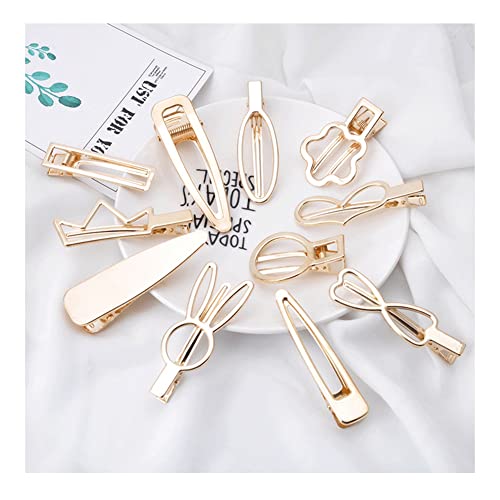 Yurosiay 11 Stück Damen Haarspangen Metall Einfach Mode Haarspange Ausgehöhlte Gold Geometrische Haarspangen Haarnadel Pony Entenschnabel Clips Damen Haarclips DIY Haarspangen für Frauen von Yurosiay