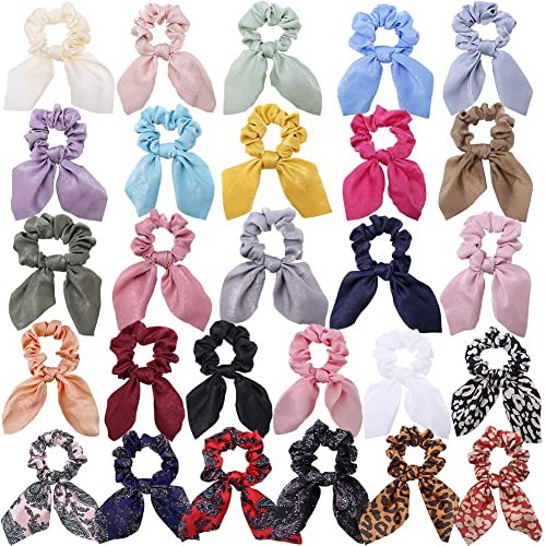 Yurosiay 12 Stück Schleifen Haargummi Damen Vintage Elegant Bowknot Haargummi Satin Schönes Hasenohr Haargummi Elastische Haarbänder Pferdeschwanz Halter für Mädchen Frauen Mehrfarbig 3# von Yurosiay