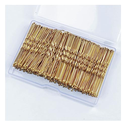 Yurosiay 150 Stück 6cm U-förmige Haarnadeln Bobby Pins Metall Klein Haarnadel U form mit Aufbewahrungsbox Haarnadeln Hochzeit Bobby Pins U Form Set für Frauen Mädchen Friseursalon Gold von Yurosiay