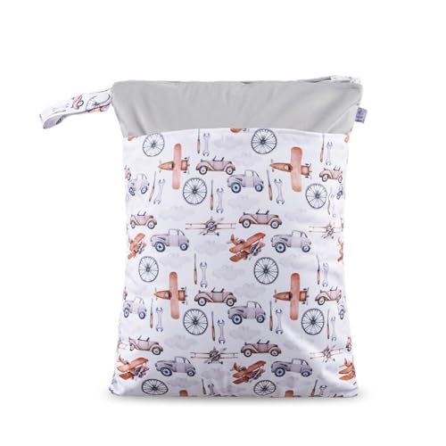 Yurosiay 30 * 40cm wasserdichte Wetbag Wickeltasche Stoffwindeltaschen Waschbarer Nassbeutel Organiser mit Reißverschluss Wiederverwendbare Windeltasche für Baby Kleinkind Unterwegs Reisen 22# von Yurosiay