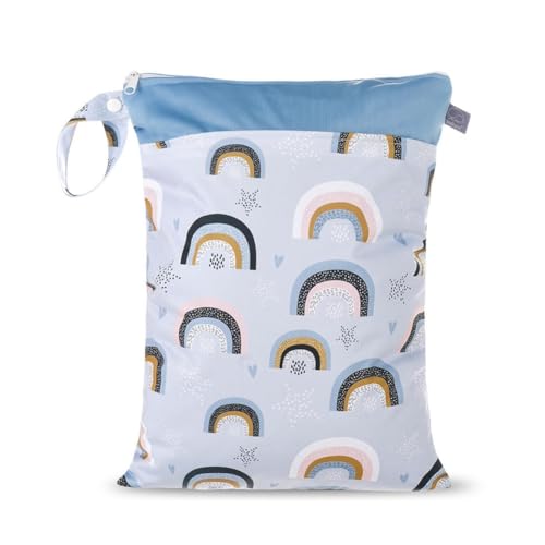 Yurosiay 30 * 40cm wasserdichte Wetbag Wickeltasche Stoffwindeltaschen Waschbarer Nassbeutel Organiser mit Reißverschluss Wiederverwendbare Windeltasche für Baby Kleinkind Unterwegs Reisen 25# von Yurosiay