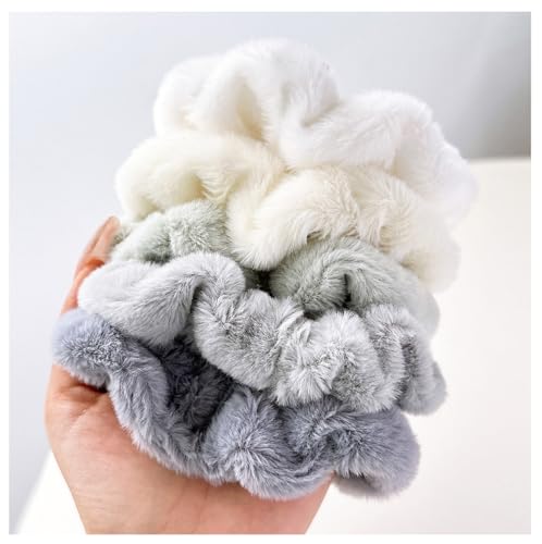 Yurosiay 5 x Flauschig Haargummi Plüsch Weich Warm Scrunchies Frauen Mädchen Elastisch Pferdeschwanz Halter |Keine Haarschäden| Haarband Haarschmuck Haarseil Kopfschmuck Haar Accessoires von Yurosiay