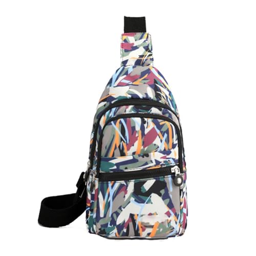 Yurosiay Brusttasche Damen Klein Schulterrucksack Mit Kopfhörerloch Tragbar Sling Bag Stoff Umhängetasche Mode Schultertasche Casual Verstellbar Breiter Gurt Crossbody Bag für Reise Bunt 7# von Yurosiay