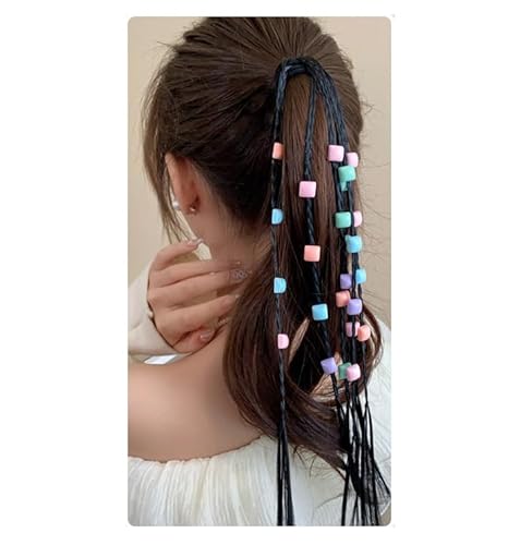 Yurosiay Bunte Haarsträhnen Kinder Haarschmuck mit Stern Herz Blumen Schön Mädchen Geflochtenes Haarteile mit Elastischem für Party Geburtstag Festival Sport Reisen Deko Block von Yurosiay