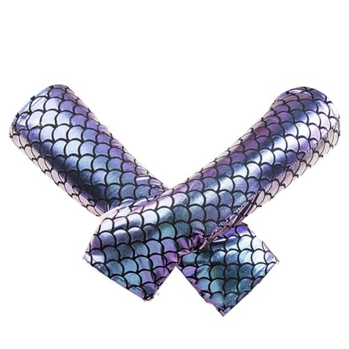 Yurosiay Damen Meerjungfrau Handschuhe Bunt Schuppenmuster Fingerlose Handschuhe Fischschuppen Bedruckt Armstulpen Fingerlos Cosplay Party Handschuhe für Karneval Party Halloween Tanzen Bunt von Yurosiay