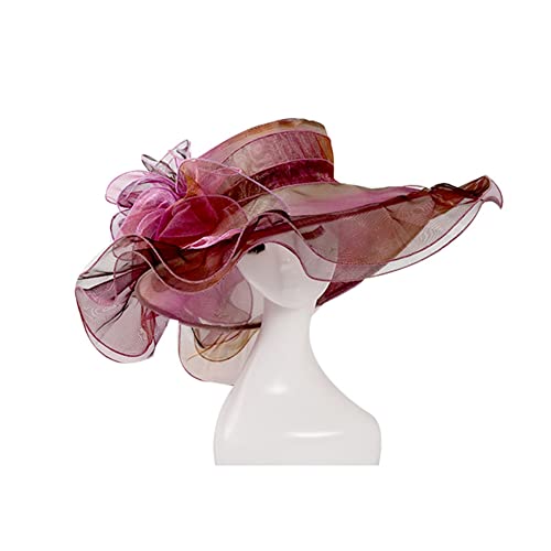 Yurosiay Damen Organza Hut Sonnenschutz Sonnenhut Großer Krempe Kirche Hut Tea Party Strandmütze Braut Blumen Sommerhut für Strand Party Hochzeit Yurosiay Damen Organza Hut Sonnenschutz Sonnenhut Großer Krempe Kirche Hut Tea Party Strandmütze Braut Blumen Sommerhut für Strand Party Hochzeit von Yurosiay