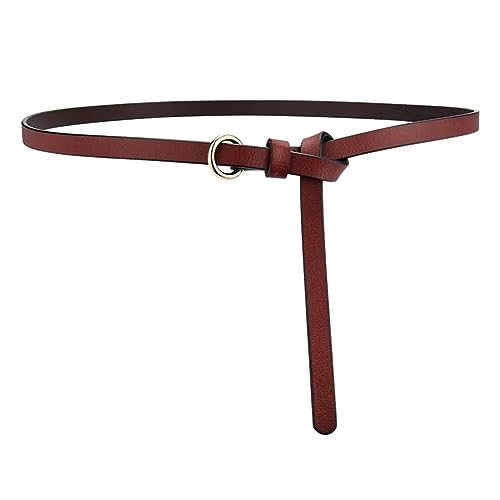 Yurosiay Damen Schmal Taillengürtel Mode Taillengürtel Leder Mit Legierungs Dornschnalle Verstellbarer Dünne Gürtel Schmaler Kleidgürtel Damen Ledergürtel für Hosen Jeans Kleider Mantel Braun von Yurosiay