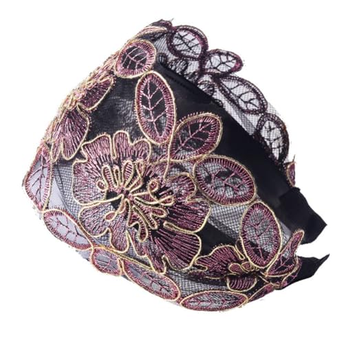 Yurosiay Damen Spitze Haarreifen 1 Stück Vintage Blumen Stickerei Haarreifen Mode Spitzen Stirnband Ethnische Bestickter Haarbänder Rutschfest Spitzen Breite Haarreif Haarschmuck Spitze Rosa von Yurosiay