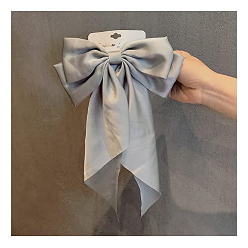 Yurosiay Haarspangen Schleife Damen Groß Haarschleifen Vintage Französisch Lang Satinband Haarklammer Schleife Einfarbig Schleife Haarnadel Haarschleifen Clip Haarschmuck Schleife Grau von Yurosiay
