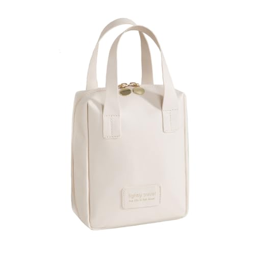 Yurosiay Handtasche Kosmetiktasche wasserdichte PU Ledertasche tragbare Toilettentasche Make-up-Aufnahmebox für den täglichen Gebrauch oder für Reisen Make-up-Finishing-Tasche für Damen Weiß von Yurosiay