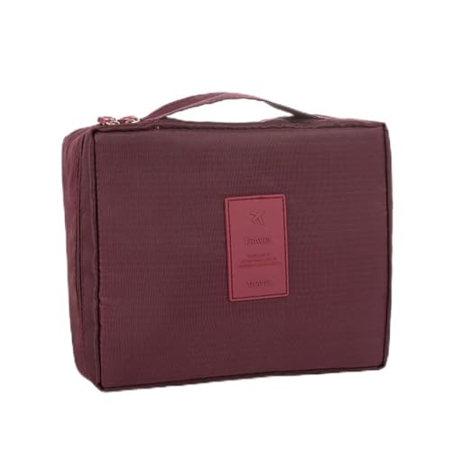 Yurosiay Kosmetiktasche für Frauen, großes Fassungsvermögen, seitliche Öffnung, wasserdicht, tragbare Kulturtasche für Reiseutensilien, Flaschen, Bürsten und Kosmetika Dunkelrot Yurosiay Kosmetiktasche für Frauen, großes Fassungsvermögen, seitliche Öffnung, wasserdicht, tragbare Kulturtasche für Reiseutensilien, Flaschen, Bürsten und Kosmetika Dunkelrot von Yurosiay