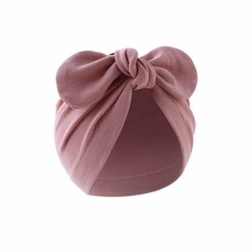 Yurosiay Neugeborenen Mütze Mit Schleife - Weiche Stretch Baumwolle Erstlingsmütze 0-12 Monate - Headwrap Kinder Knotenmütze Jungen Mädchen 17×17cm Rosa 1# von Yurosiay