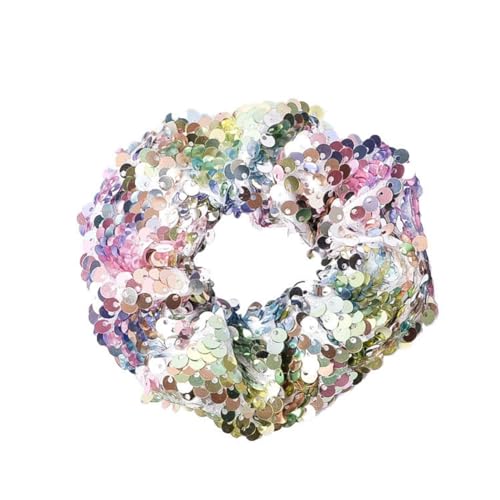 Yurosiay Pailletten Haargummi Elastische Glitzer Bunt Meerjungfrau Funkelnde Hair Scrunchies Mode Pferdeschwanz Halter Haarschmuck für Mädchen Bunt 2# von Yurosiay