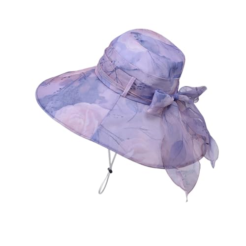 Yurosiay Sonnenhut Damen 13cm Brite Krempe Fischerhut Wanderhut mit Drucken und Schleifen Strandhut Elegant Gartenhut Faltbarer Floppy Sonnenhüte Outdoor Buschhut für Strand, Garten, Wandern Lila Yurosiay Sonnenhut Damen 13cm Brite Krempe Fischerhut Wanderhut mit Drucken und Schleifen Strandhut Elegant Gartenhut Faltbarer Floppy Sonnenhüte Outdoor Buschhut für Strand, Garten, Wandern Lila von Yurosiay