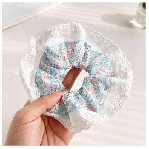 Yurosiay SpitzenHaargummi Crushed Blume Scrunchies Haarband Elastisch Spitze Lace Pferdeschwanzhalter Kinder Mädchen Frauen Haar Accessoires Haarschmuck Blau von Yurosiay