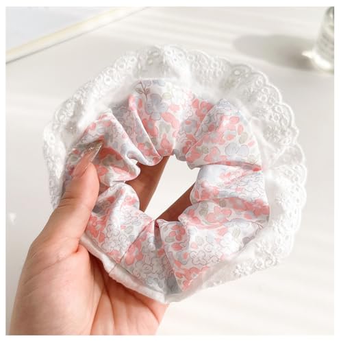 Yurosiay SpitzenHaargummi Crushed Blume Scrunchies Haarband Elastisch Spitze Lace Pferdeschwanzhalter Kinder Mädchen Frauen Haar Accessoires Haarschmuck Rosa von Yurosiay
