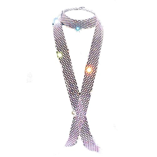 Yurosiay Glitzernder Strass Schal für Damen Herren - Mode Pailletten Krawatte - Lange Kristall Halstuch für Tanz, Cosplay, Show, Karneval - Bunt 1# von Yurosiay