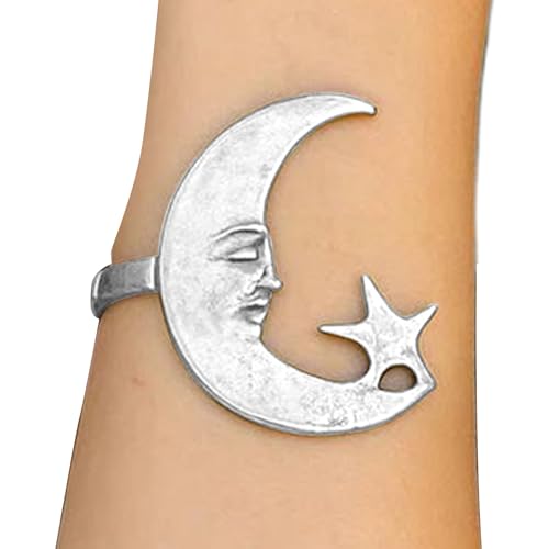Yurosuis Stern Mond Offener Armreif - Stern Mond Armreif Armband | Romantischer Schmuck Charm Für Teenager Frauen Mütter Töchter Familie Paare Freunde von Yurosuis