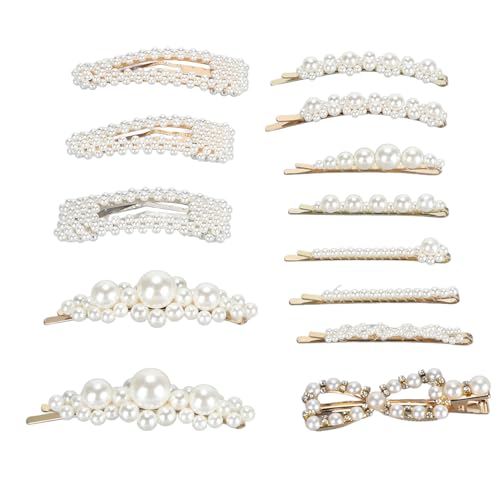13 Stück Perlen-Haarspangen, Dekorative Künstliche Perlen-Haarspangen, Große Haarnadeln, Elegante Damen-Haar-Accessoires Party, Hochzeit, Alltag von Yusat