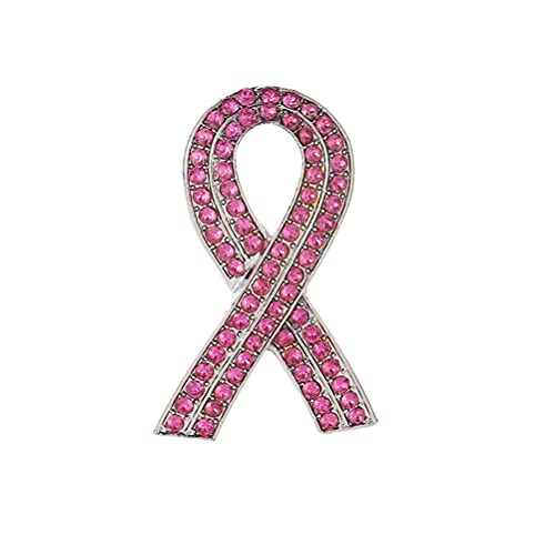 Brosche, Motiv: Brustkrebs, mit Strasssteinen, rosa Schleife, Damen von Yusat