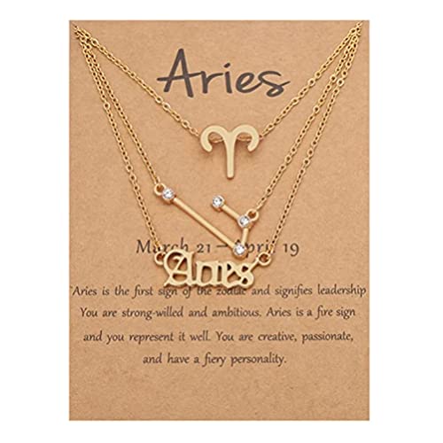 Yusat 3 Stück/Set Sternzeichen Halskette Frauen Jungfrau Skorpion Zwillinge Waage Löwe Schütze Steinbock Stier Widder Wassermann Krebs Fische Halsketten Geschichteter Schmuck von Yusat