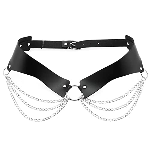 Yuschuh Damen Mädchen Punk Leder Taillengürtel Verstellbarer Gothic-Leder Körper Taillengürtel Zubehör Gürtel, Schwarz, Einheitsgröße von Yuschuh