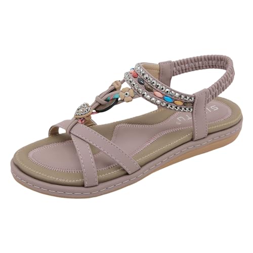 Yusealia Damen Sandale Freizeit Flach Sandalette mit Strass Perlen Bohemia Strand Schuhe Casual Ankle Elastic Flip Flops Sommer Sandalen Leichte Bequeme Sommerschuhe Yusealia Damen Sandale Freizeit Flach Sandalette mit Strass Perlen Bohemia Strand Schuhe Casual Ankle Elastic Flip Flops Sommer Sandalen Leichte Bequeme Sommerschuhe von Yusealia