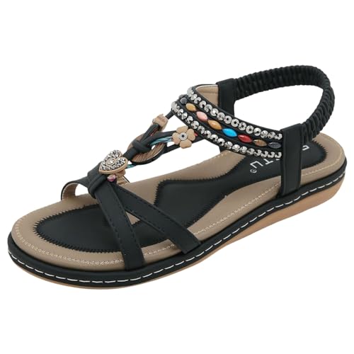 Yusealia Damen Sandale Freizeit Flach Sandalette mit Strass Perlen Bohemia Strand Schuhe Casual Ankle Elastic Flip Flops Sommer Sandalen Leichte Bequeme Sommerschuhe Yusealia Damen Sandale Freizeit Flach Sandalette mit Strass Perlen Bohemia Strand Schuhe Casual Ankle Elastic Flip Flops Sommer Sandalen Leichte Bequeme Sommerschuhe von Yusealia