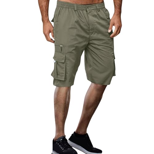 Yusealia Kurze Hosen Herren Cargo Shorts Sommer Freizeithose mit Kordelzug Arbeitshosen Männer Kurz Laufshorts Stretch Cargohose mit Multi Taschen Wanderhose Baggy Sporthose von Yusealia
