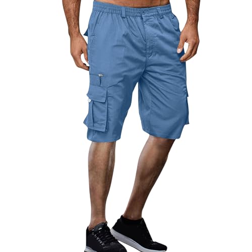 Yusealia Kurze Hosen Herren Cargo Shorts Sommer Freizeithose mit Kordelzug Arbeitshosen Männer Kurz Laufshorts Stretch Cargohose mit Multi Taschen Wanderhose Baggy Sporthose von Yusealia