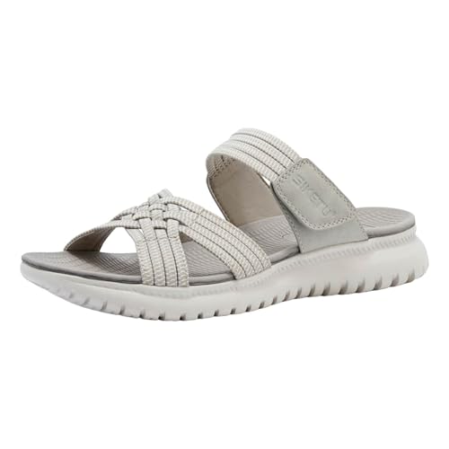Yusealia Sandalen Damen Sommer Elegant Boho Flache Sandale Plateau Sommerschuhe Flip Flops Leichte Bequem Sandaletten Freizeit Klettverschluss Slingback Strandsandalen von Yusealia