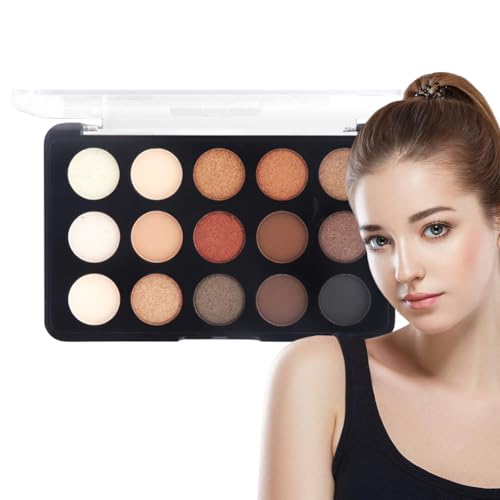 Lidschattenpalette Neutral | Matte Shimmer 15 Farben hochpigmentiertes Make-up-Paletten-Set,Lidschatten-Highlighter, Kontur-Rouge-Puder, All-in-1-Make-up-Palette Yusheng von Yusheng