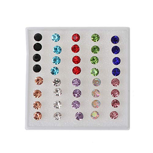 Yushu - 20 Paar hypoallergene Kunststoff-Ohrringe, bunte Kunst-Strass, Kunststoff-Ohrstecker, hypoallergene Ohrringe, niedliches Ohrstecker-Set für Frauen und Mädchen von Yushu