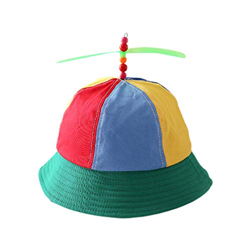 Yushu Kinder Helikopter Propeller Eimer Kappe Baumwolle Sommer Sonnenschutz Fischerhut Farbblock Patchwork Libelle Perlen Frühling Sommer Essential Wear von Yushu