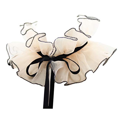 Yushu Damen Vintage Organza Rüschen Standkragen Bluse für Lolita, Gothic, Victorian, Steampunk, Renaissance, Vampir-Kostüme, Halloween von Yushu