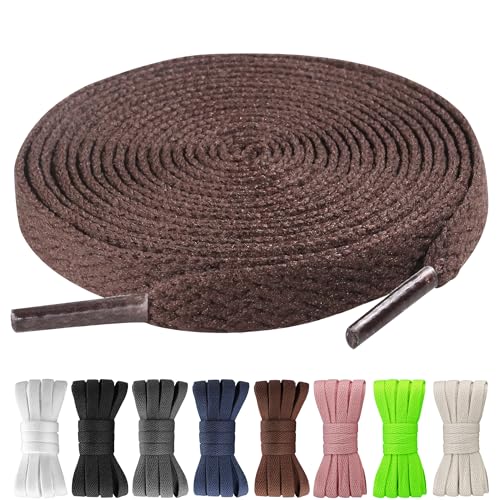 Yusimu 3 Paar Braune Flache Schnürsenkel - 8 mm Breite Hochwertige Ersatz Schuhbänder für Damen, Herren und Kinder, Geeignet für Sneakers, Sportschuhe und Freizeitschuhe,100 cm von Yusimu