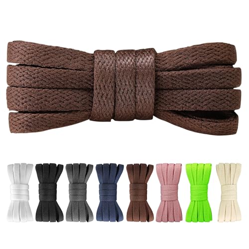 Yusimu Braune Flache Schnürsenkel - 8 mm Breite Hochwertige Ersatz Schuhbänder für Damen, Herren und Kinder, Geeignet für Sneakers, Sportschuhe und Freizeitschuhe,90 cm - 1 Paar von Yusimu