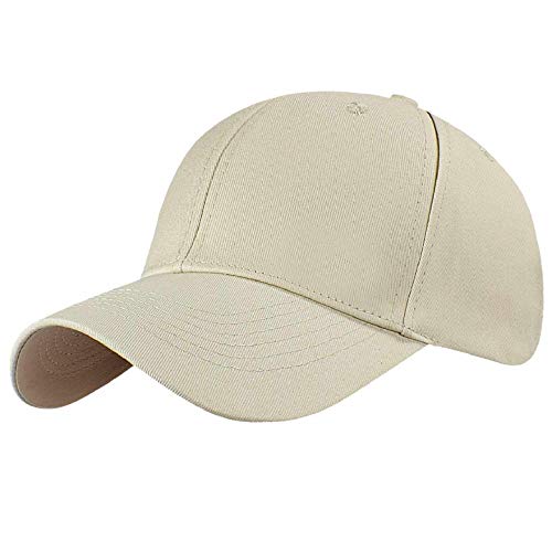 Yuson Girl Baseball Cap Unisex, Verstellbar Baseball Mützen Reine Farbe Baumwolle Kappe Baseboard Baseballkappe Mütze Sommer für Golf Tennis Wandern Laufen Reisen Angeln Herren Damen(Beige) von Yuson Girl