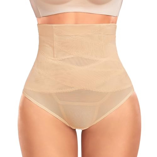Yuson Girl Bauchweg Unterhose Damen, Stark Formend Shapewear Miederhose Nahtlos Bauchweg Tanga Miederslip Figurformende Unterwäsche Bequem und Atmungsaktiv Body Shaper String(Beige, XXL) von Yuson Girl