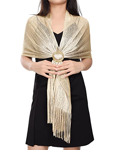 Yuson Girl Stola Damen Festlich - Schimmernder Schals und Wraps mit Fransen Schal Damen Elegant Metallic Pashmina Schal für Brautkleider Abendkleider (C) von Yuson Girl