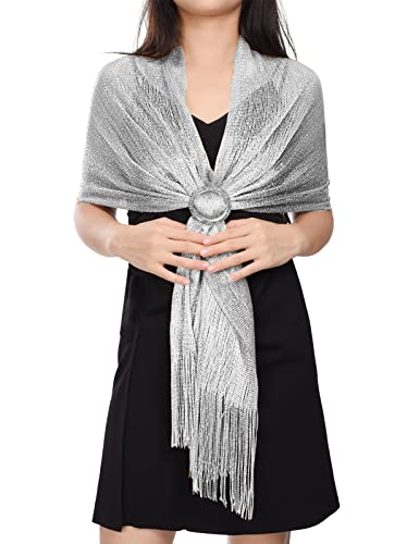 Yuson Girl Stola Damen Festlich - Schimmernder Schals und Wraps mit Fransen Schal Damen Elegant Metallic Pashmina Schal für Brautkleider Abendkleider (E) von Yuson Girl