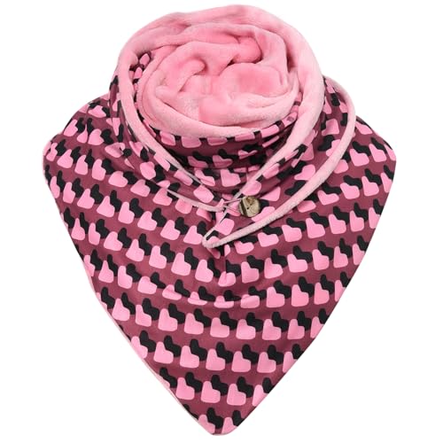 Yuson Girl Damen Schals Warmer Dreieckschal mit Button Retro übergroßer Winterschals Karo Tartan Plaid Muster Poncho Schal Lässige Herbstschal Weich Halstücher Geschenk(Weinrot) von Yuson Girl