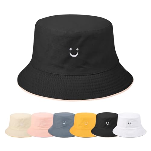 Yuson Girl Fischerhüte Bucket Hat - Unisex Sonnenhut Reversibel Anglerhut Baumwolle Fischerhut Damen Sommer Draussenhut Strandhut Reversibel Outdoor Hut(Schwarz& Beige) von Yuson Girl