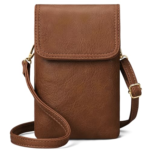 Yuson Girl Handytasche zum Umhängen Damen, Kleine Handy Umhängetasche, Handy Tasche mit Geldbörse, PU Leder Mini Crossbody Verstellbarer Abnehmbarer Schultergurt Handy Schultertasche(Braun) von Yuson Girl