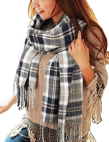 Yuson Girl Kariert Oversized Kaschmir Schal - Lange Winterschal Tartan Deckenschal Plaid Weich Wraps Groß Karo Fransen Warm Flauschig für Herbst Winter(A) von Yuson Girl