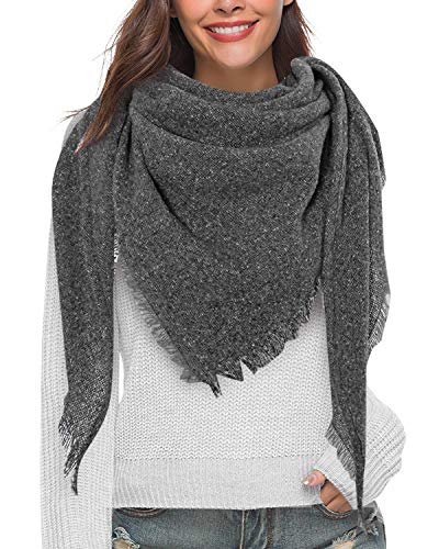 Yuson Girl Schal Damen Kariert Winterschal Quadratisch Deckenschal Weicher Warmer Halstuch Herbst Winter Schal Modeschal mit Tartan Plaid Muster 130 * 130 cm(Grau) von Yuson Girl