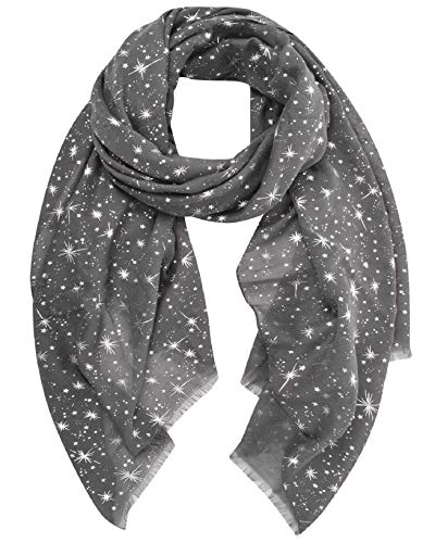 Yuson Girl Schal Damen Leicht Halstuch Gold and Silver Diffused Stars Schal ChiffontüCher Geschenk für Frauen 70 * 180cm Ganzjährig(Dunkelgrau) von Yuson Girl